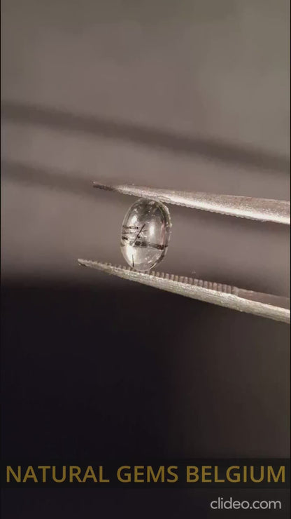 Natural Rutilated Quartz - oval cabochon - black rutile quartz - 0.490 ct