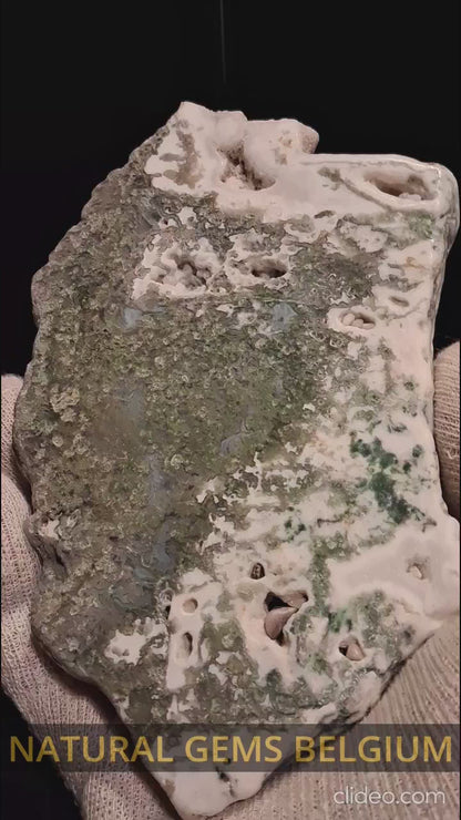 Natural Moss Agate - rough agate slab - 15.5 x 9.5 cm - high quality specimen