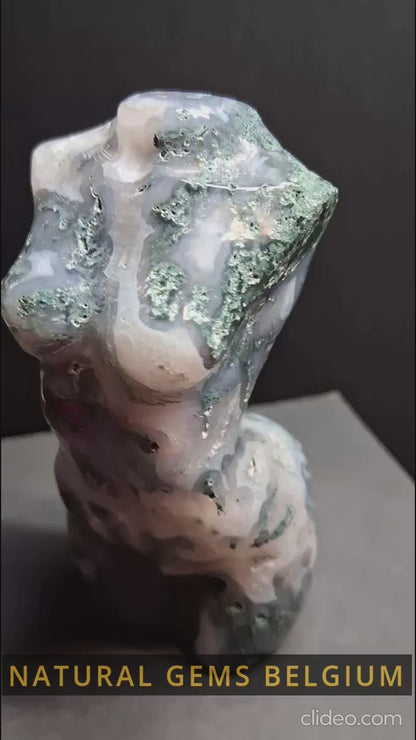 Agata naturale - Torso intagliato a mano - 8 cm di altezza - torso femminile in agata muschiata - bel motivo
