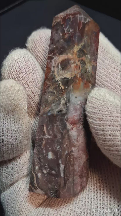 Natural Agate tower - 9.0 cm - red and brown agate