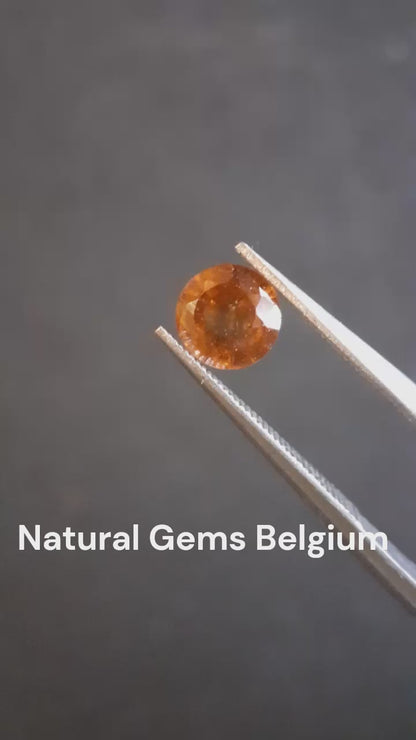 Natural Hessonite Garnet Gemstone - orange - round brilliant - 0.88 ct