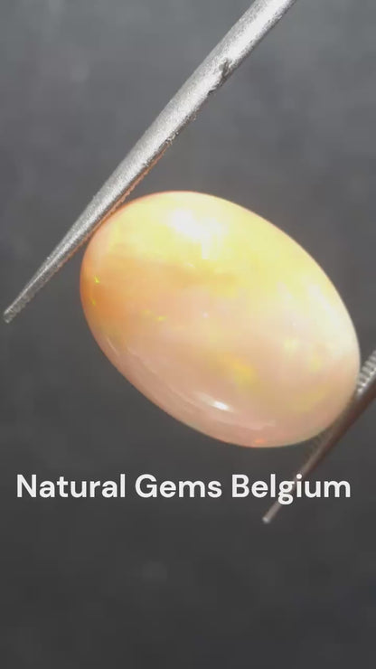 Natural White Opal - bicolor white orange - play of color - 7.944 ct - oval - unheated - unique