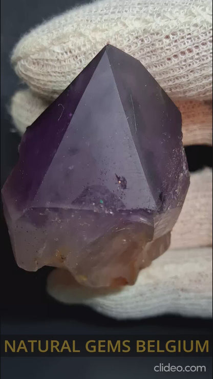 Ametista grezza - Punta di cristallo di ametista - Punta grezza con radice - 6,4 x 4,6 cm