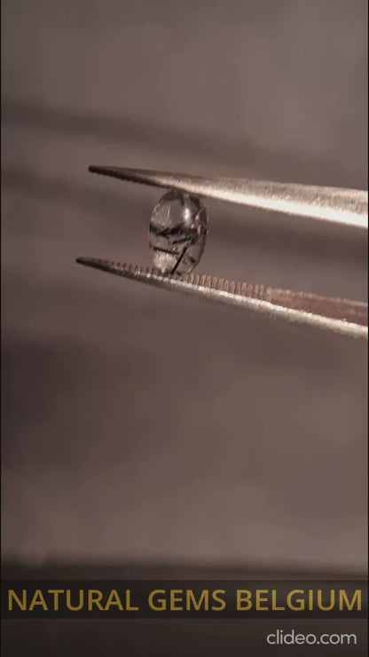 Natural Rutilated Quartz - oval cabochon - black rutile quartz - 0.485 ct