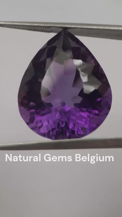 Natural deep purple Amethyst - 23.269 ct - Pear - AAA++ grade - unheated