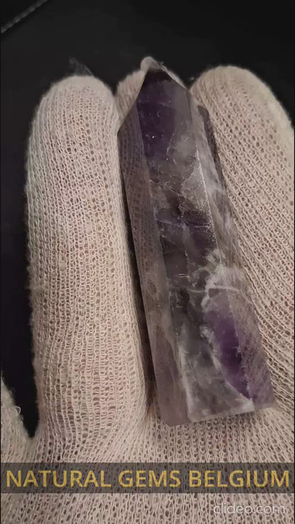 Natural Amethyst tower - dream amethyst - 8 x 1.8 cm - hexagon tower - good finish