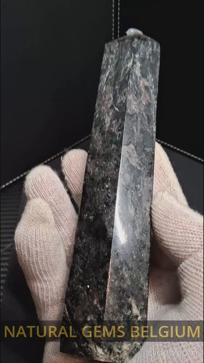 Astrophyllite crystal tower - 195 mm - gateway to the stars crystal - black blue metallic glimmer