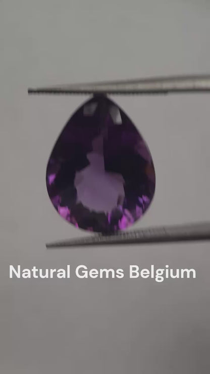 Natural purple Amethyst - 7.498 ct - pear - concave/custom cut - unheated