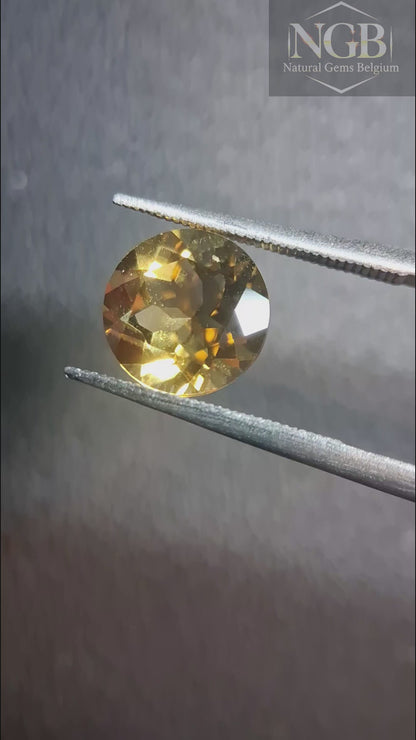 Natural Citrine Gemstone – Faceted Round Cut 8x 8 mm Yellow | Loose Stone 1.720 ct
