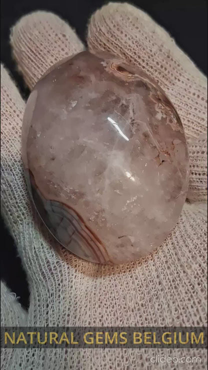 Natural Agate Palmstone - oval - 6x4 cm - crazy lace agate