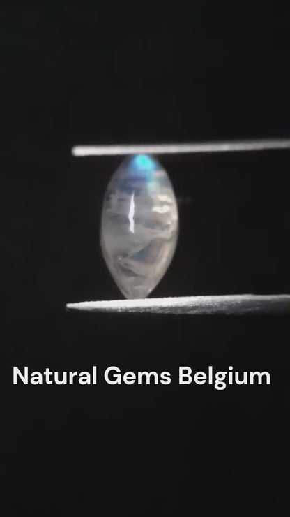 Natural Moonstone - lightblue and purplish blue adularescence - 2.298 ct - marquise cabochon