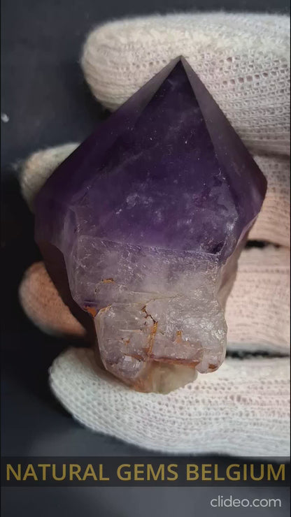 Rough amethyst - Amethyst Crystal Point - Raw Point with Root - 6.4  x 4.5 cm