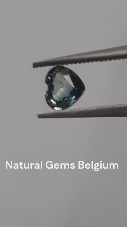 Natural bluish green sapphire - 0.28 ct - Heart - unheated - certified by NGB