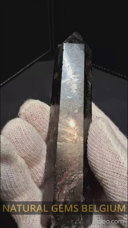 Astrophyllite crystal tower - 125 mm - gateway to the stars crystal - brown and black - metallic glimmer