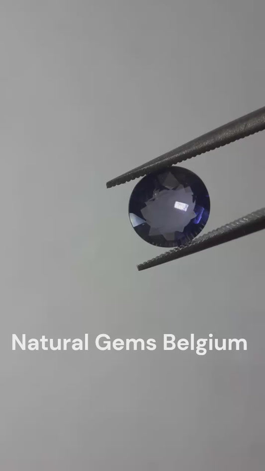 Natural Violet Bluet Iolite - 1.14 ct - round - unheated - certified by NGB