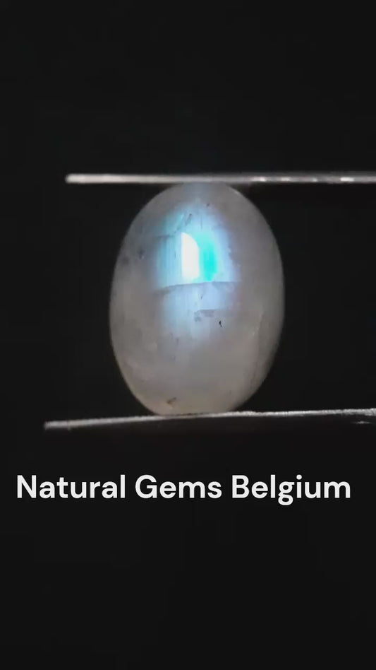 Natural Moonstone - blue adularescence - 13.143 ct - oval - certified natural