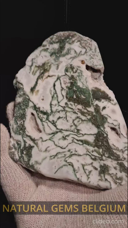 Natural Moss Agate - rough agate slab - 15 x 10 cm - excellent pattern - exceptional quality