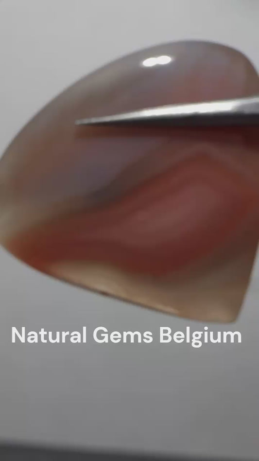 Natural red purplish grey Botswana Agate - 42.20 ct - pear Cabochon - unique colors - certified by NGB