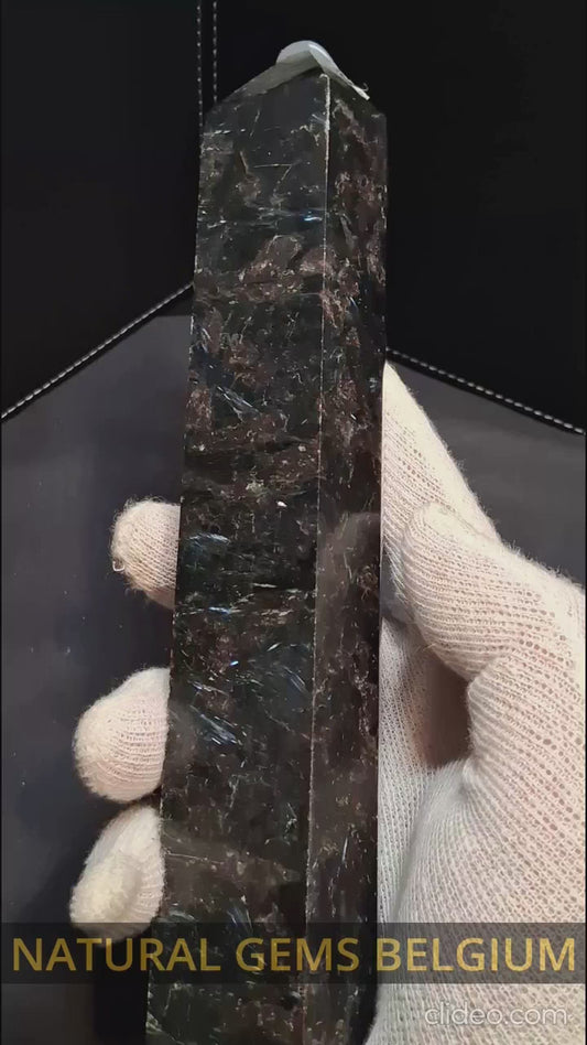 Astrophyllite crystal tower - 210 mm - gateway to the stars crystal - brown and black - metallic glimmer