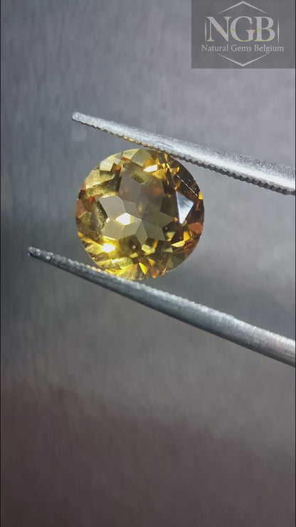 Natural Citrine Gemstone – Faceted Round Cut 8x 8 mm Yellow | Loose Stone 1.795 ct