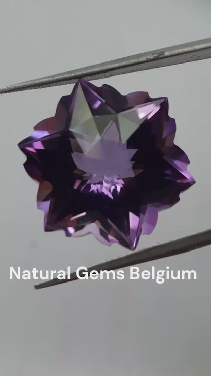 Natural medium to deep purple Amethyst - 19.14 ct - hexagon - unheated - certified by NGB