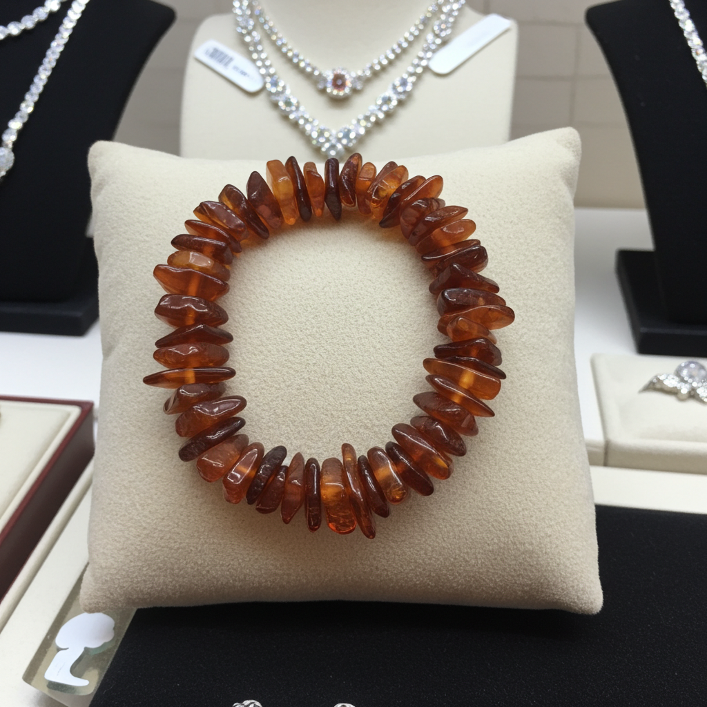 Baltic Amber Chip Bracelet 10 mm – Natural Dark Honey Amber Bead Bracelet - Natural Gems Belgium