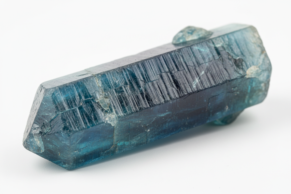 rough apatite for faceting on white background