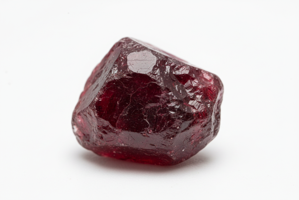 rough garnet of very high quality on white background