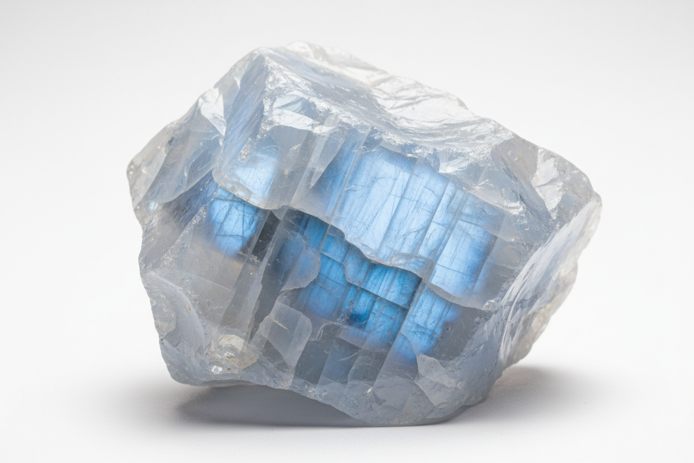 rough moonstone of very high quality on white background