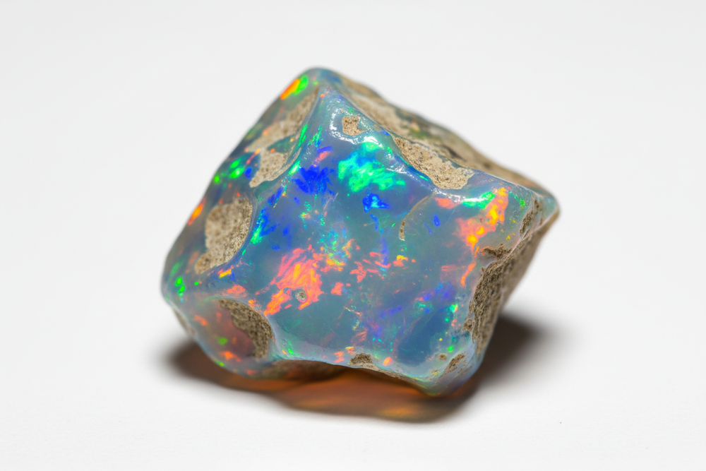 rough opal of very high quality on white background