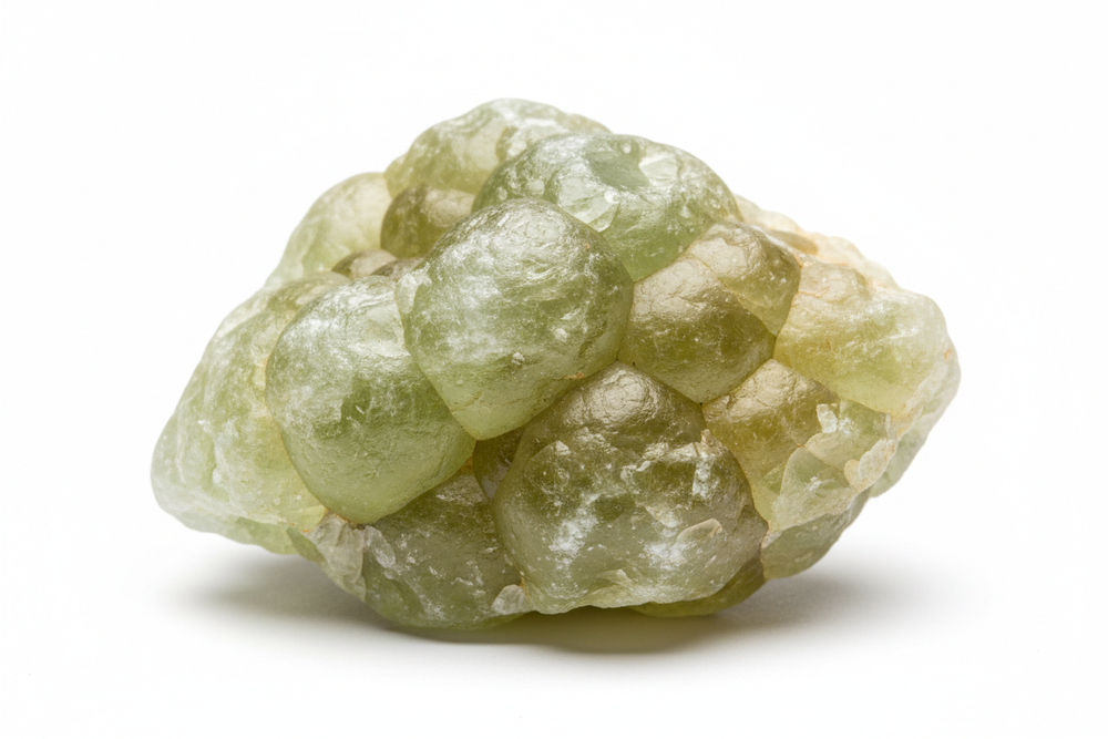 rough Prehnite of very high quality on white background