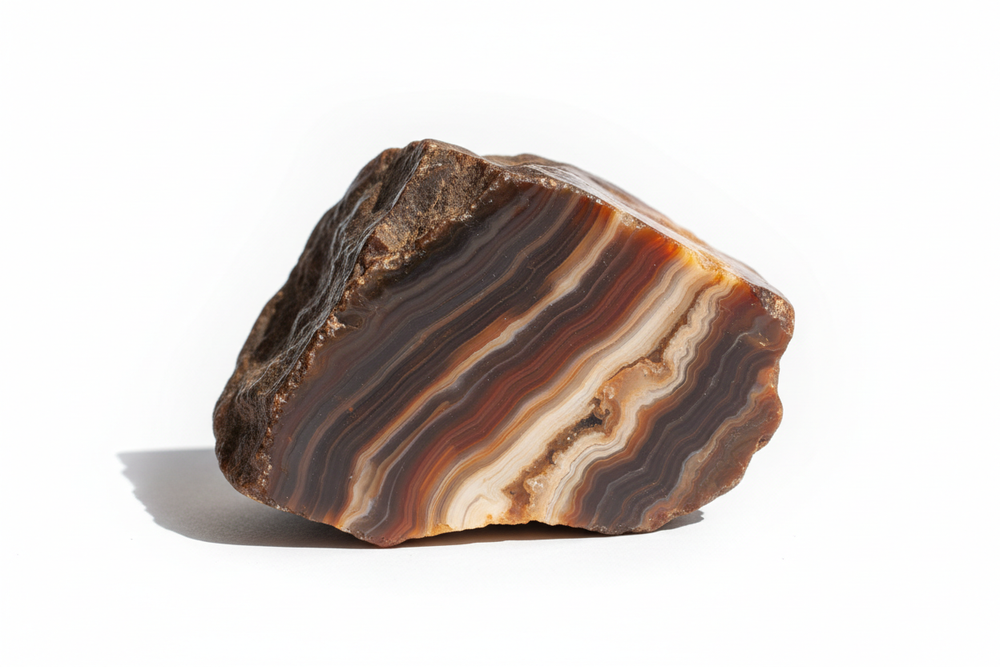 rough uncut agate on white background